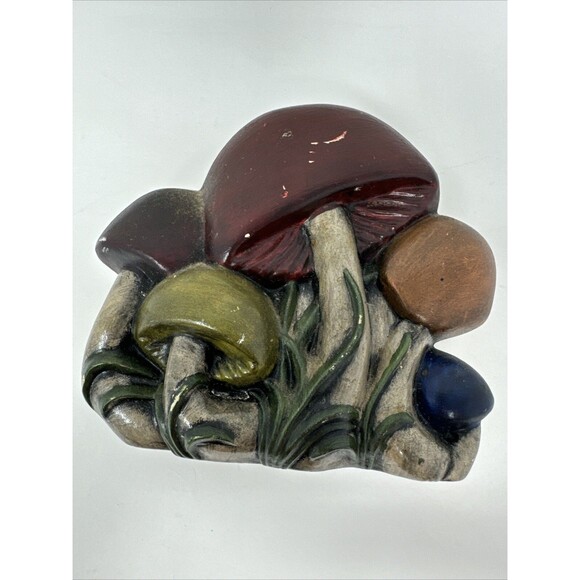 Hand Painted Vgt Mushroom Ceramic Napkin Holder 1970s MCM Letter Mail Holder - Picture 6 of 6